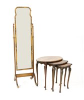 Lot 680A - A 1930s lacquered cheval mirror