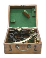 Lot 439 - A 19th century brass and lacquered iron sextant