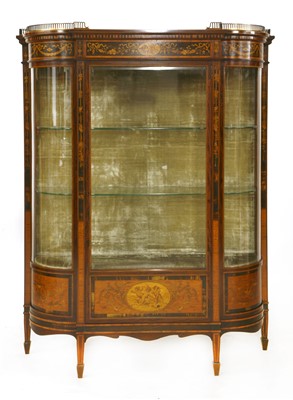 Lot 681 - A Sheraton Revival mahogany and satinwood 'D' shaped display cabinet