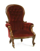 Lot 828 - A Victorian mahogany framed armchair