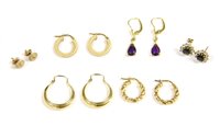 Lot 275 - A pair of gold hollow taper hoop earrings
