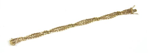 Lot 260 - An Italian 9ct gold two row textured and polished plaited chain bracelet