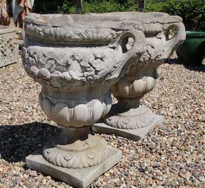 Lot 470 - A pair of composite stone planters