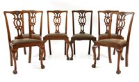 Lot 744 - A set of six mahogany Chippendale style dining chairs