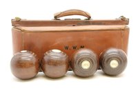 Lot 577 - A 19th century leather bowls bag