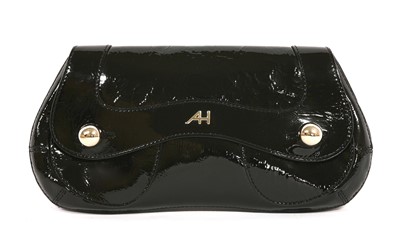 Lot 784 - An Anya Hindmarch black patent clutch handbag