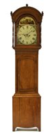 Lot 763 - A 19th century oak cased 8 day grandfather clock