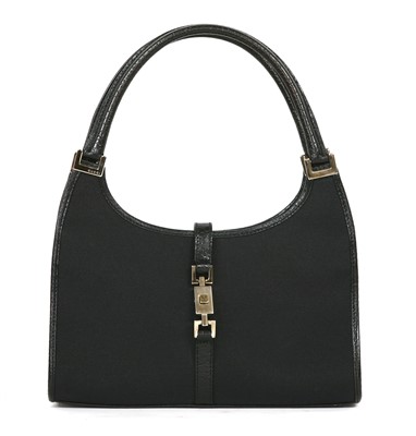 Lot 791 - A Gucci Jackie black leather and canvas handbag