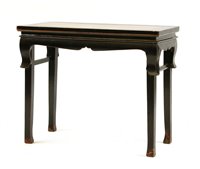 Lot 698 - A Chinese ebonised altar table, with maple centre