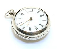 Lot 391 - A Georgian silver pair cased pocket watch