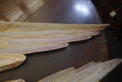 Lot 573 - A pair of carved wooden painted and gilt angel wings