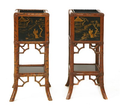 Lot 598 - A pair of chinoiserie jardinière stands