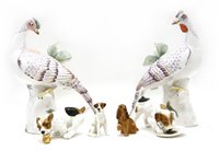 Lot 405 - A pair of Crown Staffordshire exotic bird figures