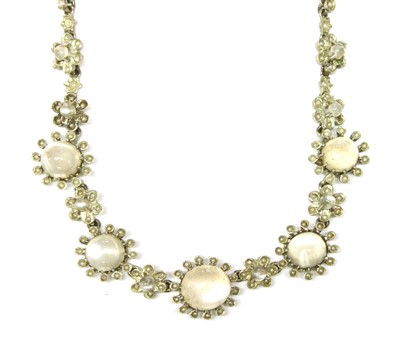 Lot 38 - A cased silver moonstone and split pearl necklace