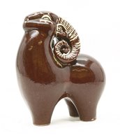 Lot 571 - A Sang de Boeuf pottery ram