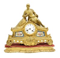 Lot 585 - A 19th century bronze mantel clock