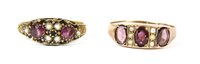 Lot 185 - A Victorian 18ct gold garnet and split pearl cluster ring