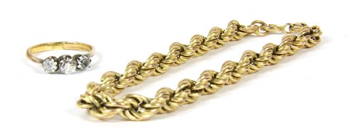 Lot 188 - A 9ct gold rope link bracelet