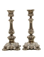 Lot 361 - A pair of mid-19th century Continental silver candlesticks