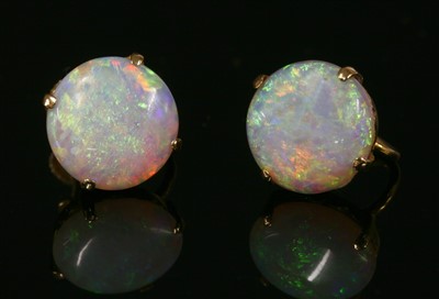 Lot 113 - A pair of single stone opal earrings