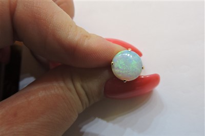 Lot 113 - A pair of single stone opal earrings