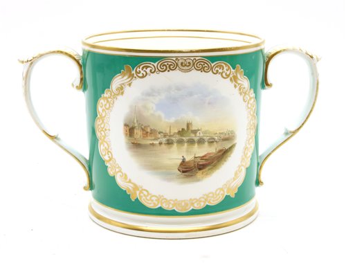 Lot 119 - A Grainger porcelain loving cup