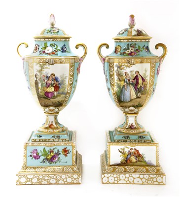 Lot 263 - A pair of Vienna porcelain urns