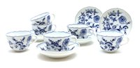 Lot 461 - A set of six Meissen cups and saucers