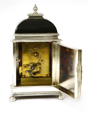 Lot 115 - A silver and tortoiseshell eight-day timepiece