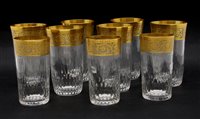 Lot 420 - A set of six St Louis Thistle pattern glass beakers