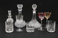 Lot 496 - A collection of glass to include three cased Moser hock glasses