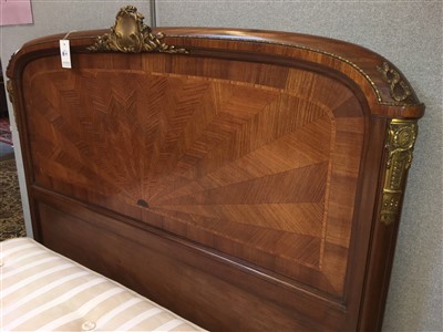 Lot 300 - A French parquetry and inlaid mahogany double bed