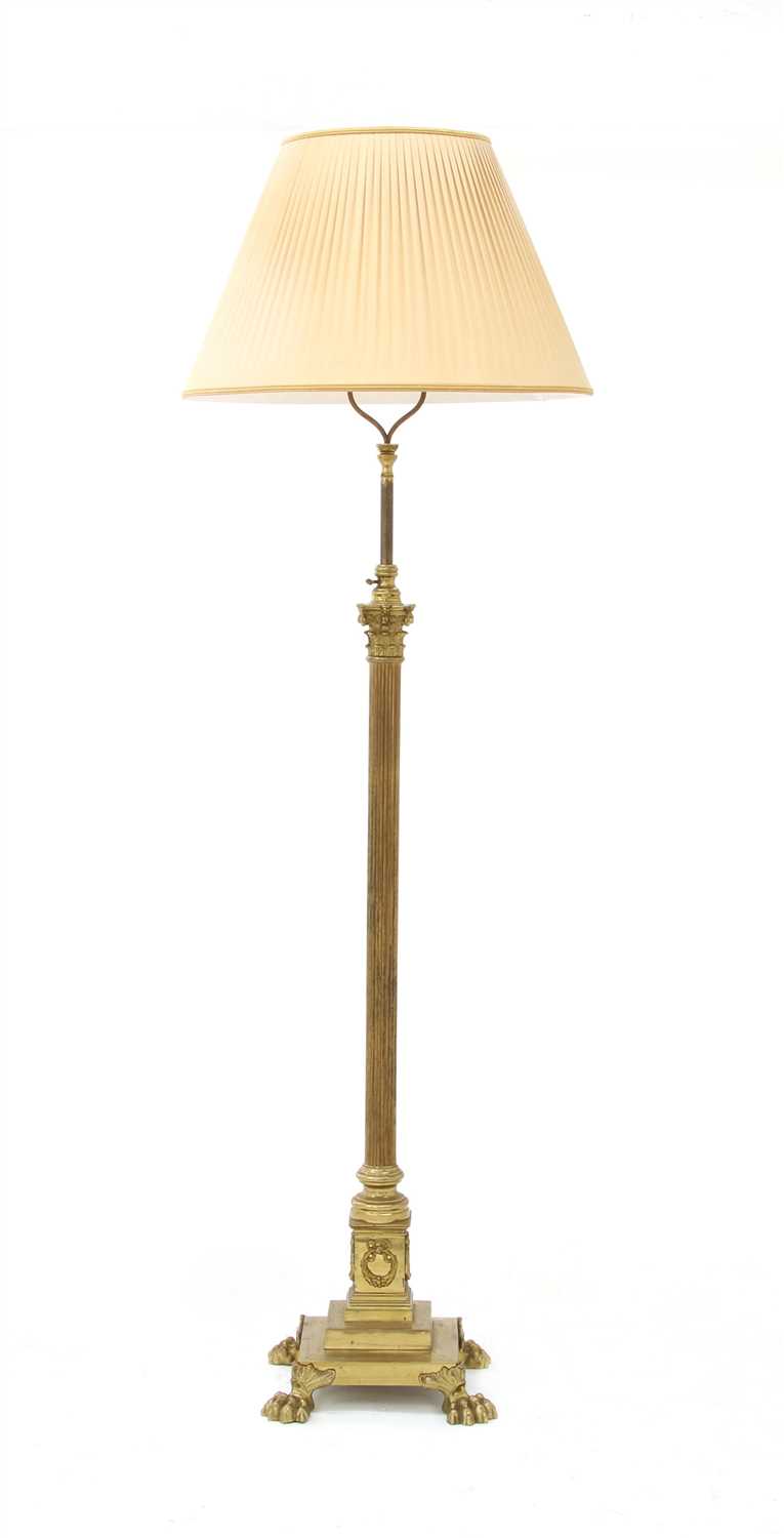 Lot 104 - A brass Corinthian column standard lamp