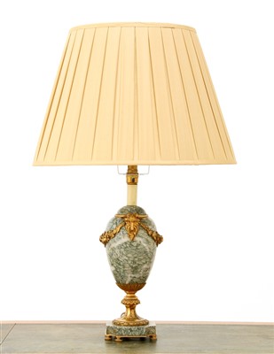 Lot 154 - A French green-veined marble table lamp