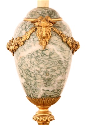 Lot 154 - A French green-veined marble table lamp