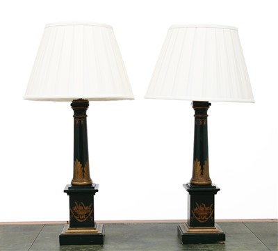 Lot 256 - A pair of modern wooden table lamps