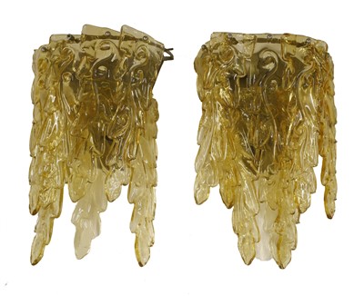 Lot 258 - A pair of Italian moulded glass wall lights