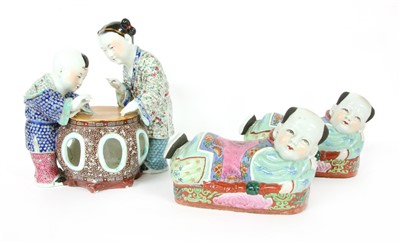 Lot 138 - Two Chinese porcelain pillows