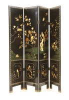 Lot 743 - A Chinese lacquered four fold screen