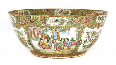Lot 45 - A large Chinese Canton enamelled famille rose punch bowl
