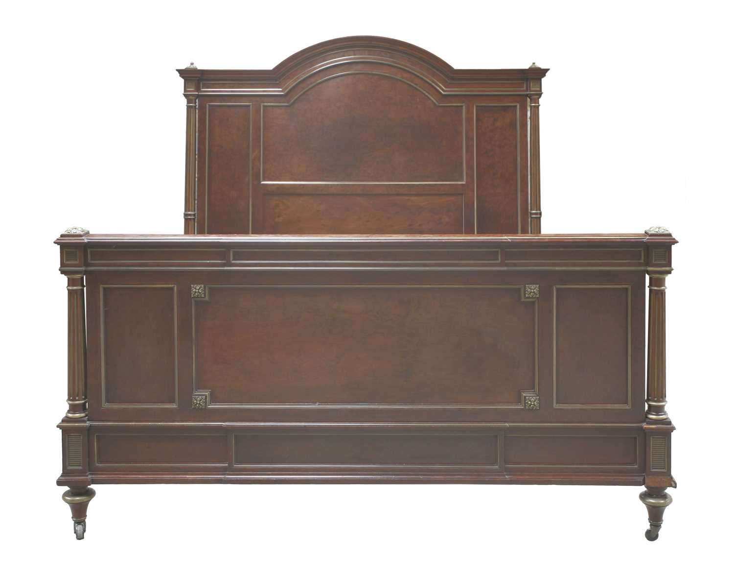 Lot 221 - A French plum pudding mahogany double bed