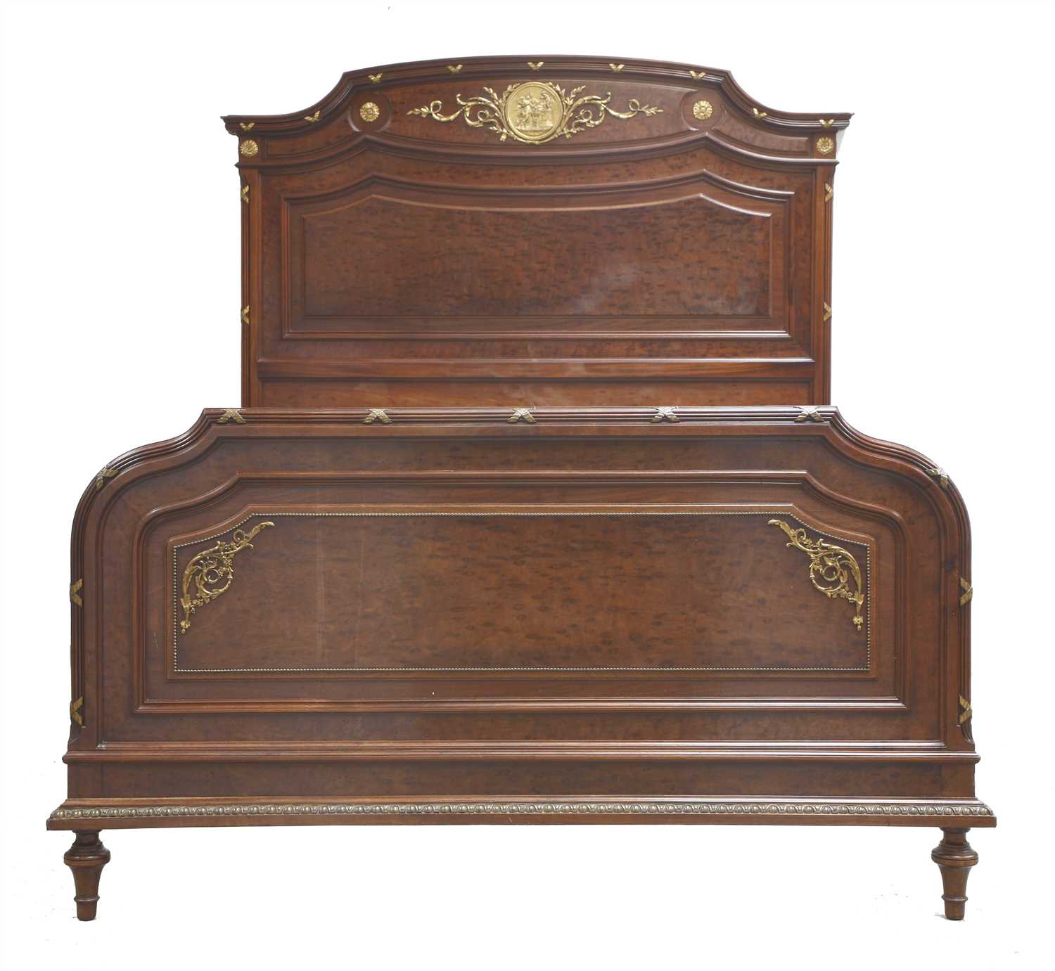 Lot 273 - A French plum pudding mahogany double bed