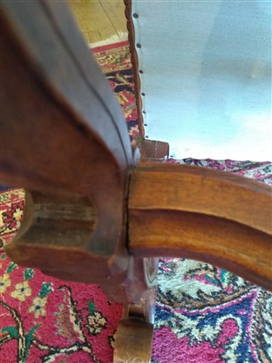 Lot 4 - A pair of French walnut elbow chairs
