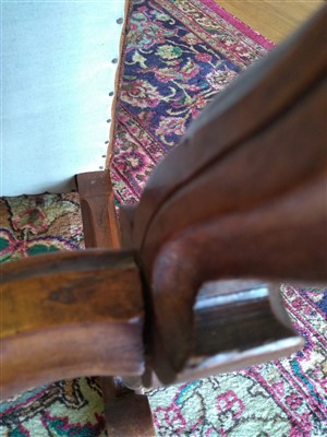 Lot 4 - A pair of French walnut elbow chairs