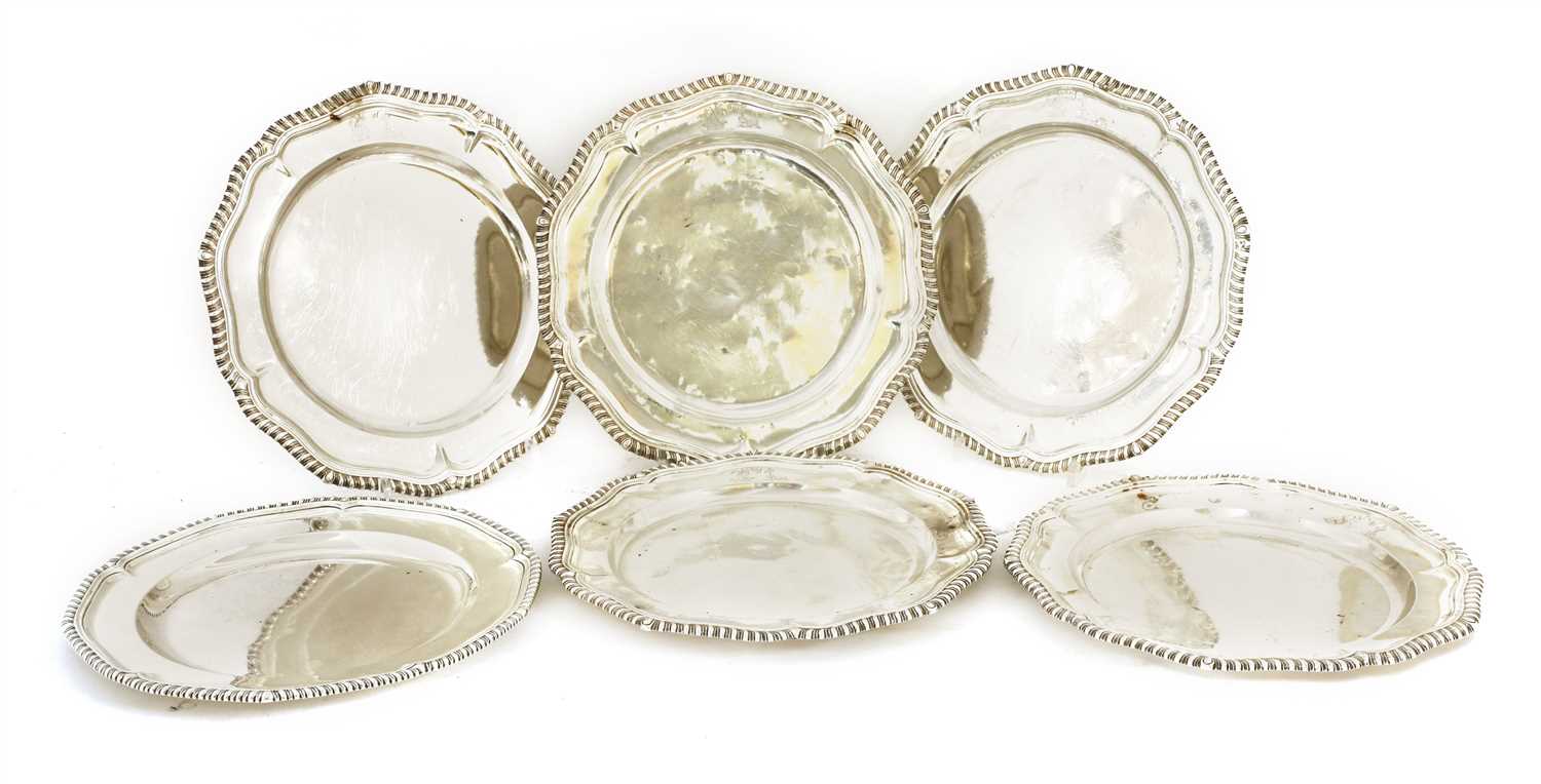 Lot 132 - Six George III silver dessert plates