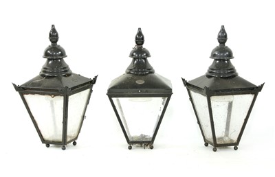 Lot 462 - Three vintage glazed street lanterns