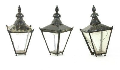 Lot 463 - Three vintage glazed street lanterns