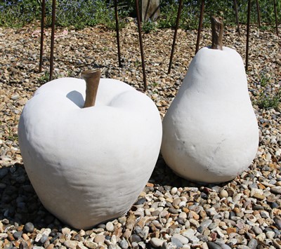 Lot 480 - A cast stone contemporary garden sculpture of a pear