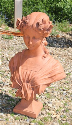 Lot 482 - A cast stone Art Nouveau style garden bust