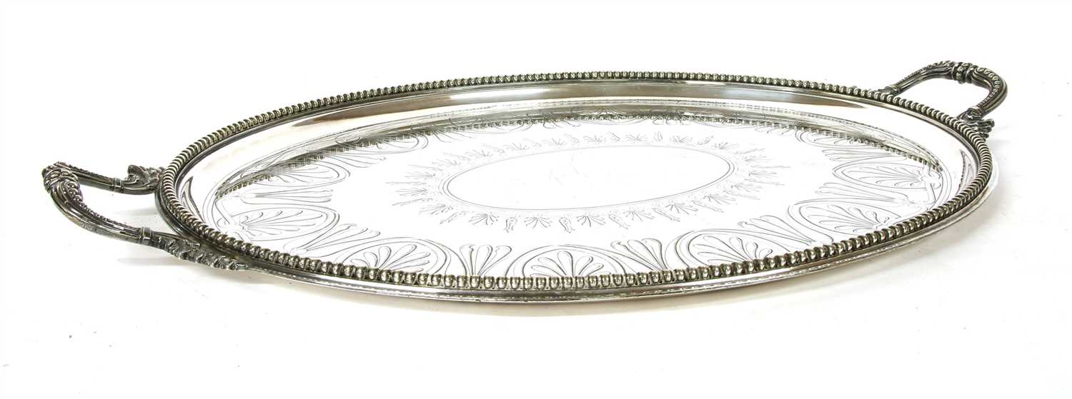 Lot 185 - An Elkington & Co silver plated oval two handled tray